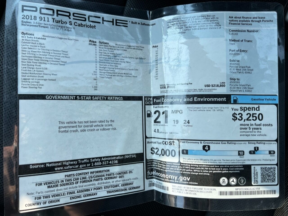 2018 Porsche 911 Turbo S AWD 2dr Convertible, Black, Mileage: 42,541 - photo 38