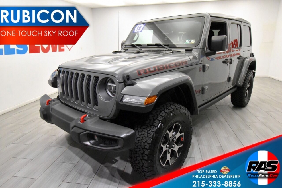 2019 Jeep Wrangler Unlimited Rubicon 4x4 4dr SUV, Gray, Mileage: 71,360 