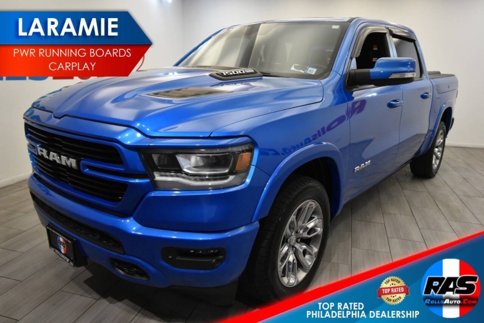 2022 RAM 1500 Laramie 4x4 4dr Crew Cab 5.6 ft. SB Pickup, Blue, Mileage: 75,805 