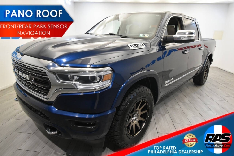 2021 RAM 1500 Limited 4x4 4dr Crew Cab 5.6 ft. SB Pickup, Blue, Mileage: 44,903 