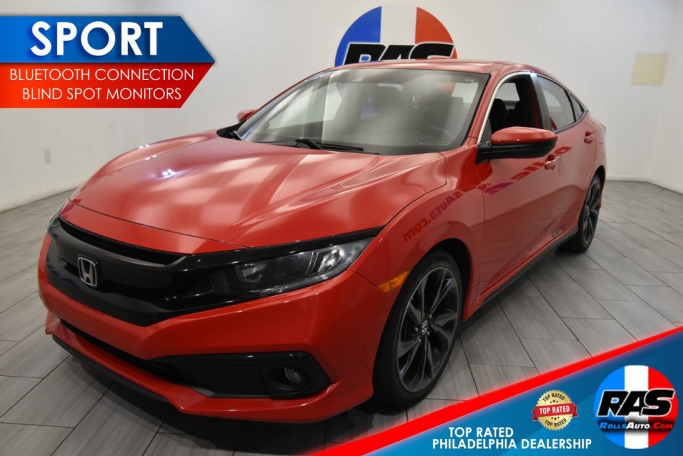 2020 Honda Civic Sport 4dr Sedan CVT, Red, Mileage: 62,875 