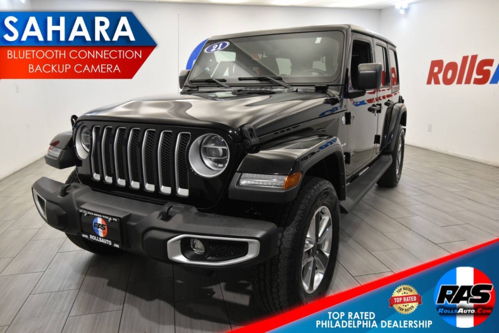 2021 Jeep Wrangler Unlimited Sahara, Black, Mileage: 46,566 